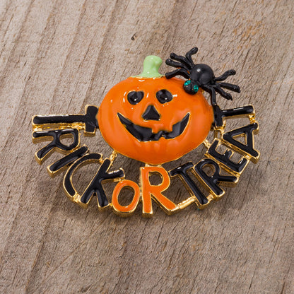 Haunted Pumpkin Halloween Brooch