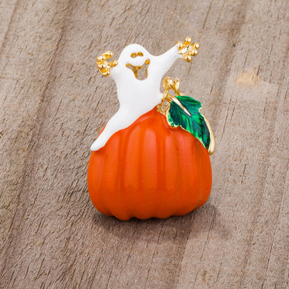 Haunted Pumpkin Halloween Brooch