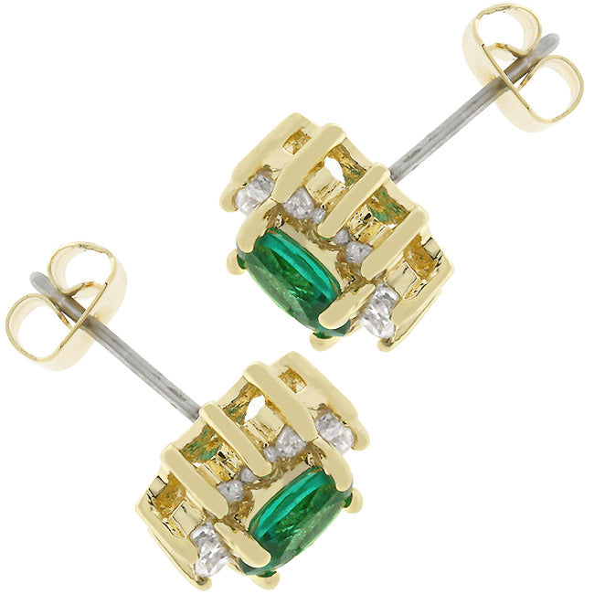 Green and Gold Chrysanth Flower Earrings