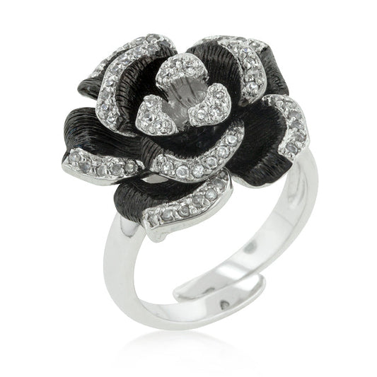 Noir et Blanc Floral Ring