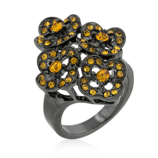 Nightshade Crystal Floral Ring