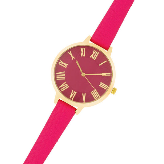 Petite Pink Leather Watch