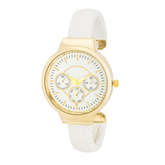 Golden Face Leather Watch