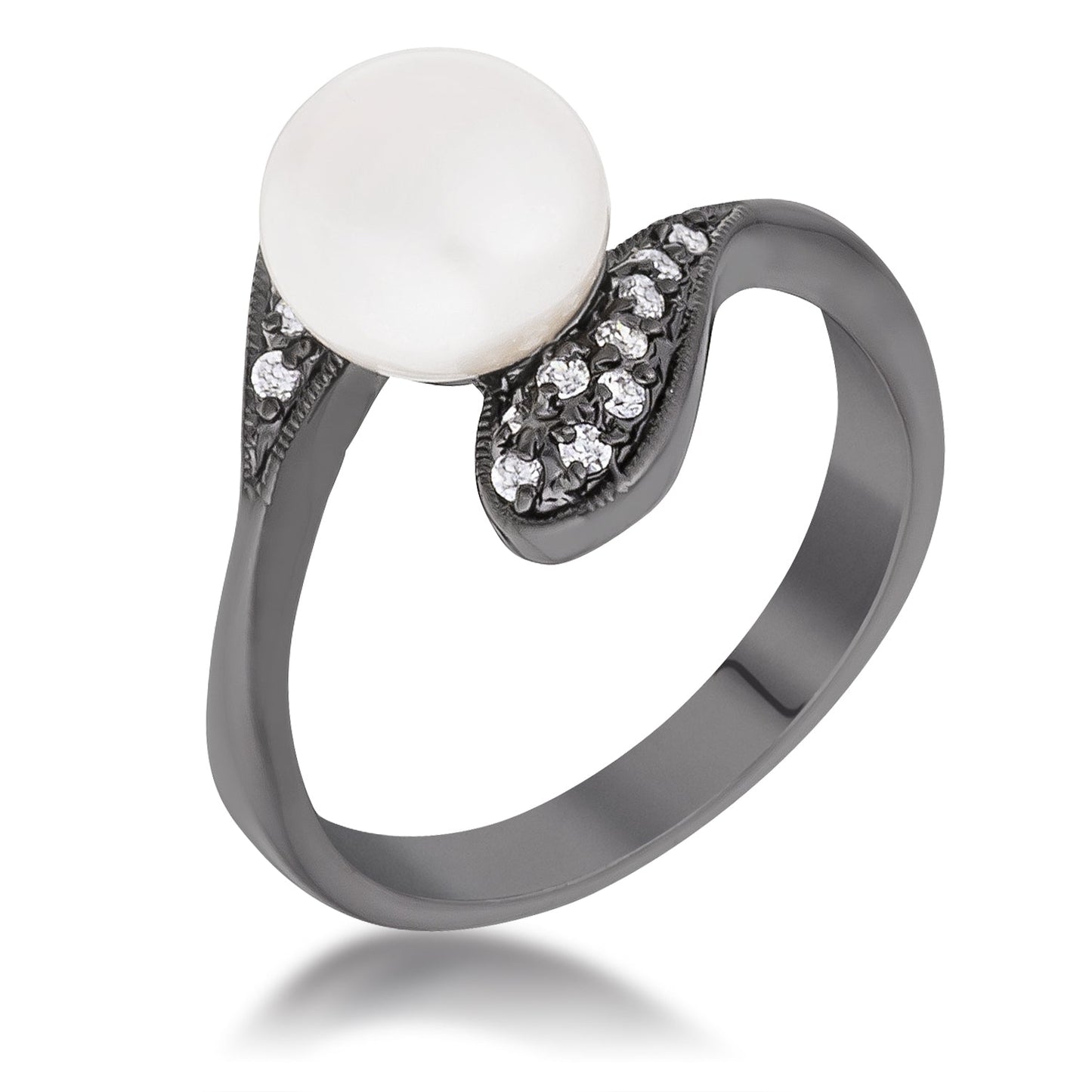 Slanted Contour Pearl Ring