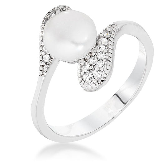 Slanted Contour Pearl Ring